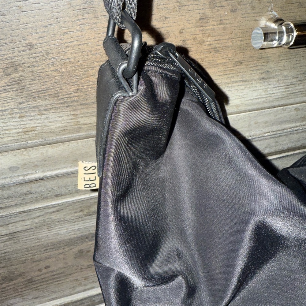 BEIS Sleek Black Cressent Crossbody Weekend Bag - Picture 8 of 13